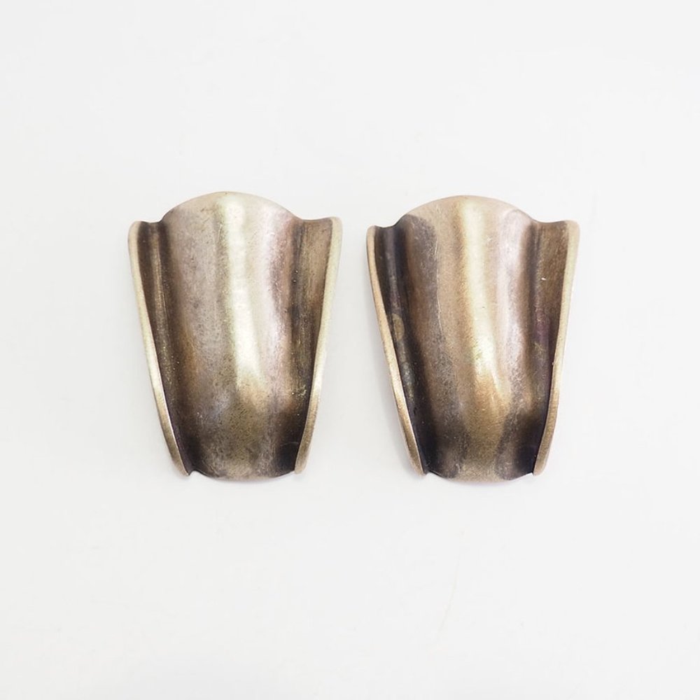 Vintage Scandinavian ? modern sterling silver clip on earrings signed NN